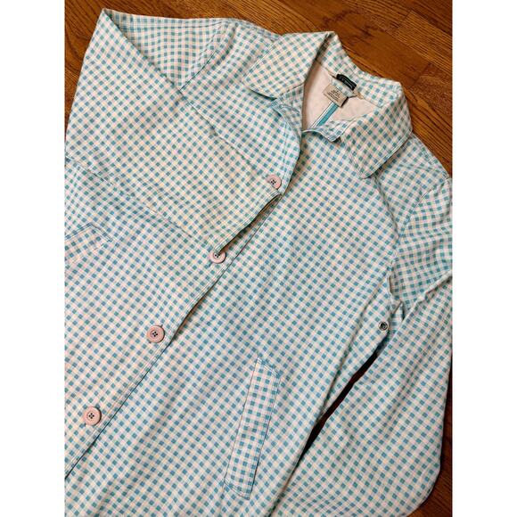 LL Bean Women’s Mackintosh Jacket – Petite SMALL - Marine Aqua/Raincoat Gingham - Picture 8 of 12